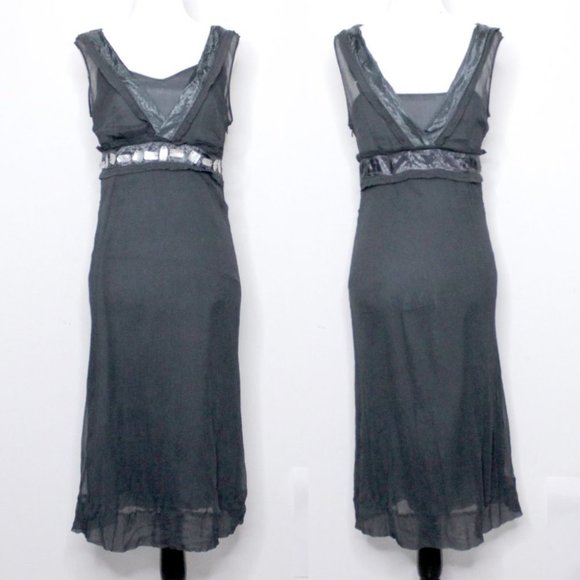 Part Two Denmark Two  in One Elegant Sleeveless Silk Grey Midi Dress Size EU 38 - Picture 2 of 12